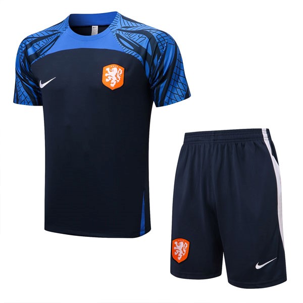 Camiseta Entrenamiento Países Bajos Conjunto Completo 2022/23 Negro Azul
